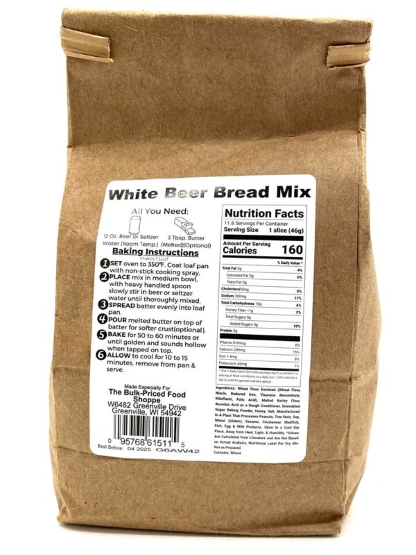 white beer bread mix 19 oz.